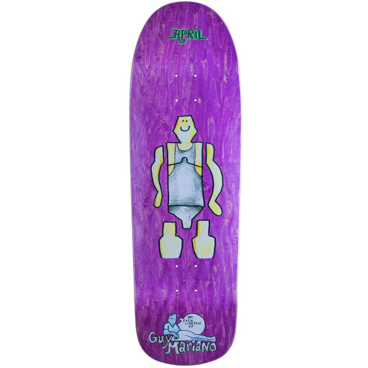 April - Guy Mariano Guy By Gonz Purple 9.6 Skateboard Deck.