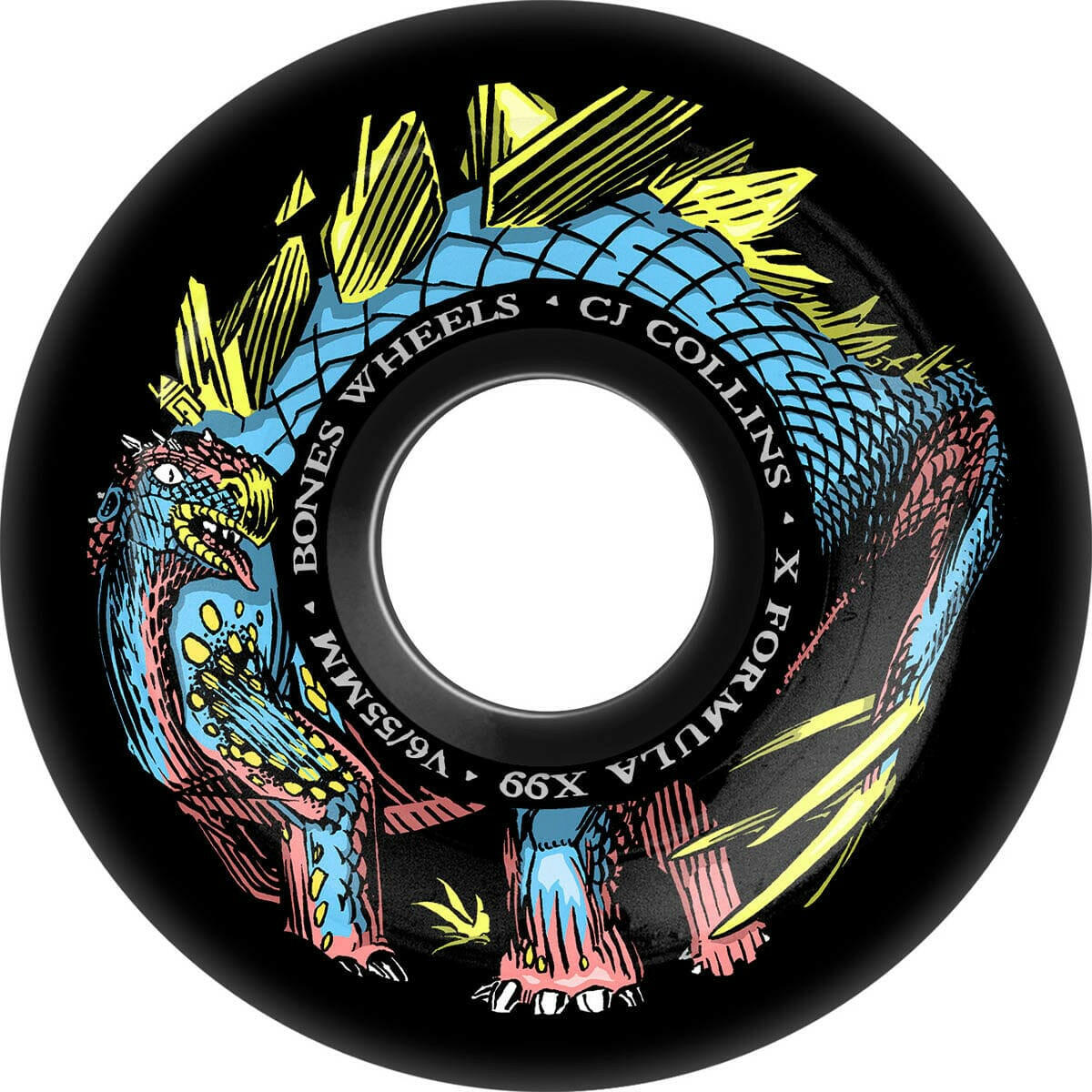 Bones - XF Collins Dino-Sortas 55MM 99A V6 Wide-Cut Skateboard Wheels.