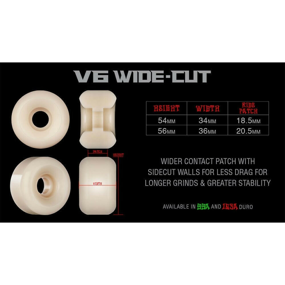 Bones - XF Leaving 54MM 99A V6 Wide-Cut Skateboard Wheels.
