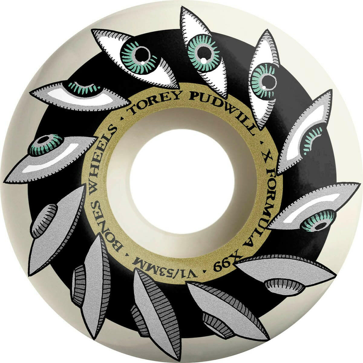 Bones - XF Pudwill Eyeing Saucer 53MM 99A V1 Standard Skateboard Wheels.