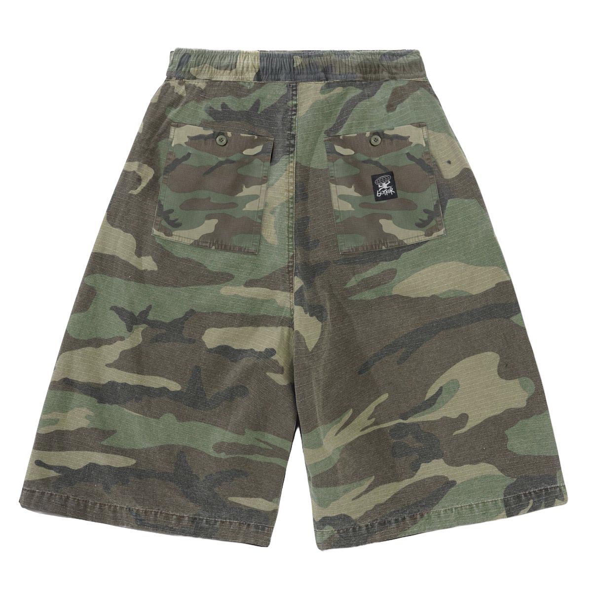 Butter Goods Loose Shorts Woodland Ripstop Camo Back