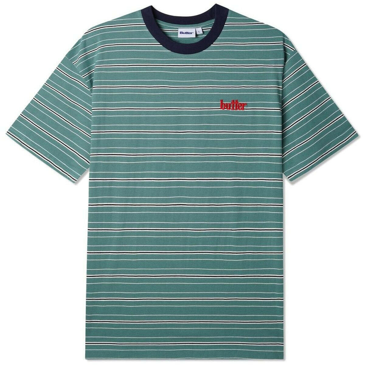 Butter Goods - Park Stripe Tee Forest/White/Black.