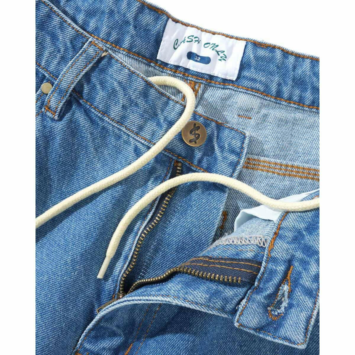 Cash Only - Logo Baggy Denim Jeans Washed Indigo.