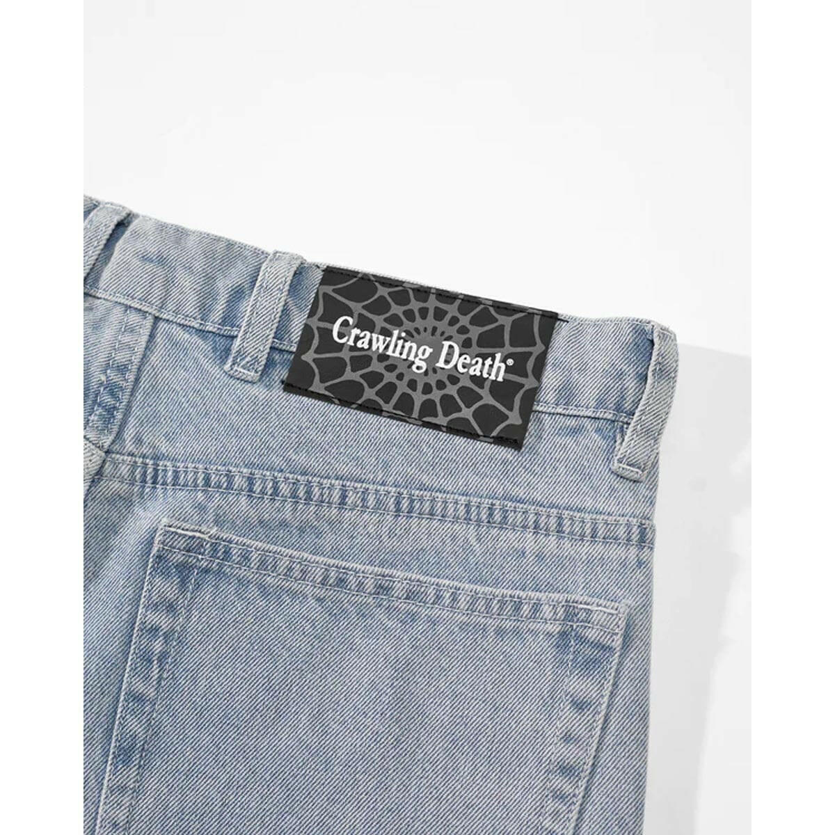 Crawling Death - Web Denim Jeans Light Blue.