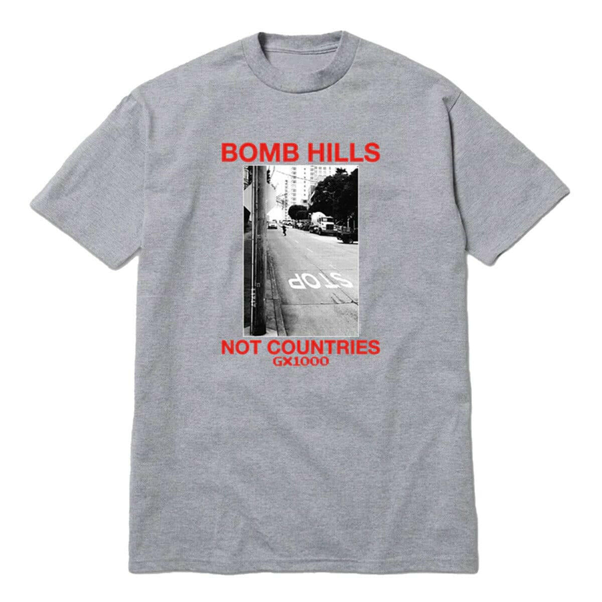 GX1000 - Bomb Hills Not Countries Tee Heather Grey.