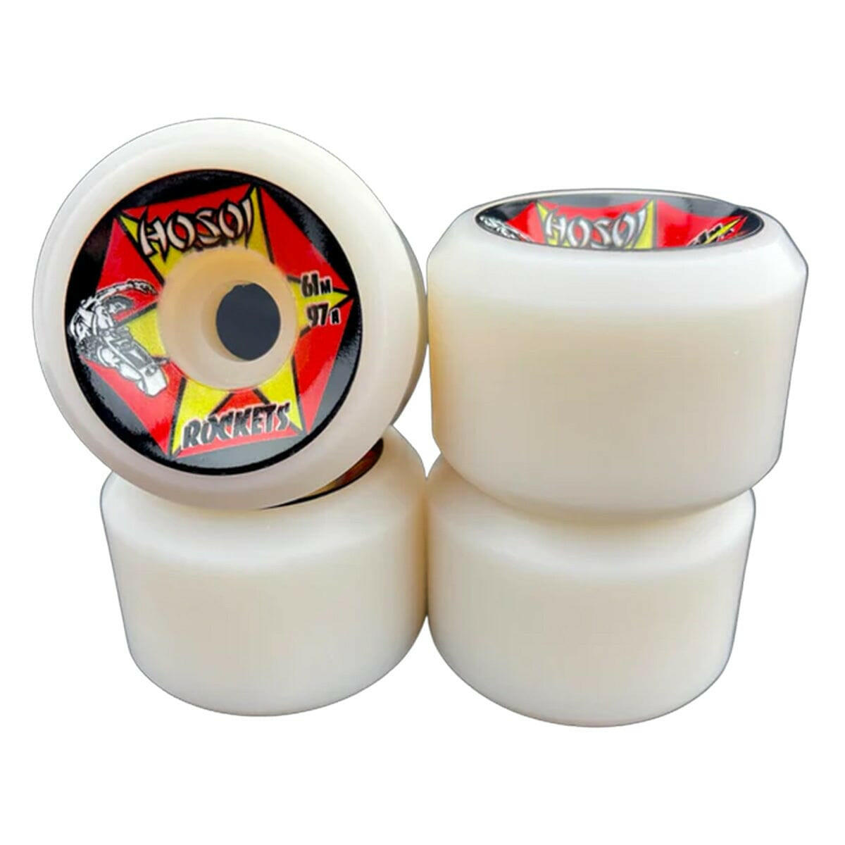 Hosoi - Rockets White 61MM 97A Skateboard Wheels.