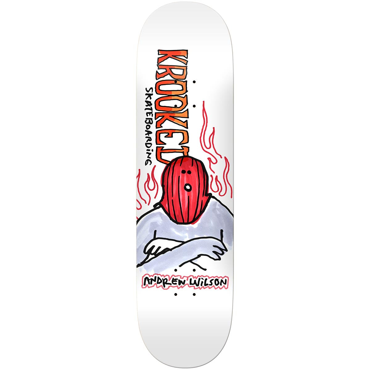 Krooked Andrew Wilson Fire Mask 8.75 Skateboard Deck