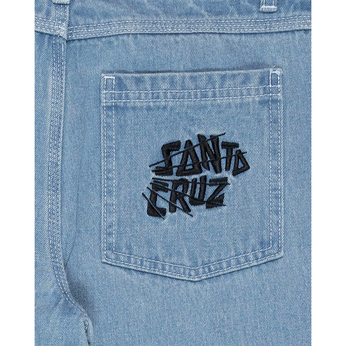 Santa Cruz - Yelling Stack Youth Baggy Jeans Mid Blue Denim