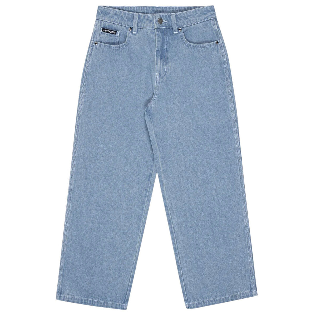 Santa Cruz - Yelling Stack Youth Baggy Jeans Mid Blue Denim