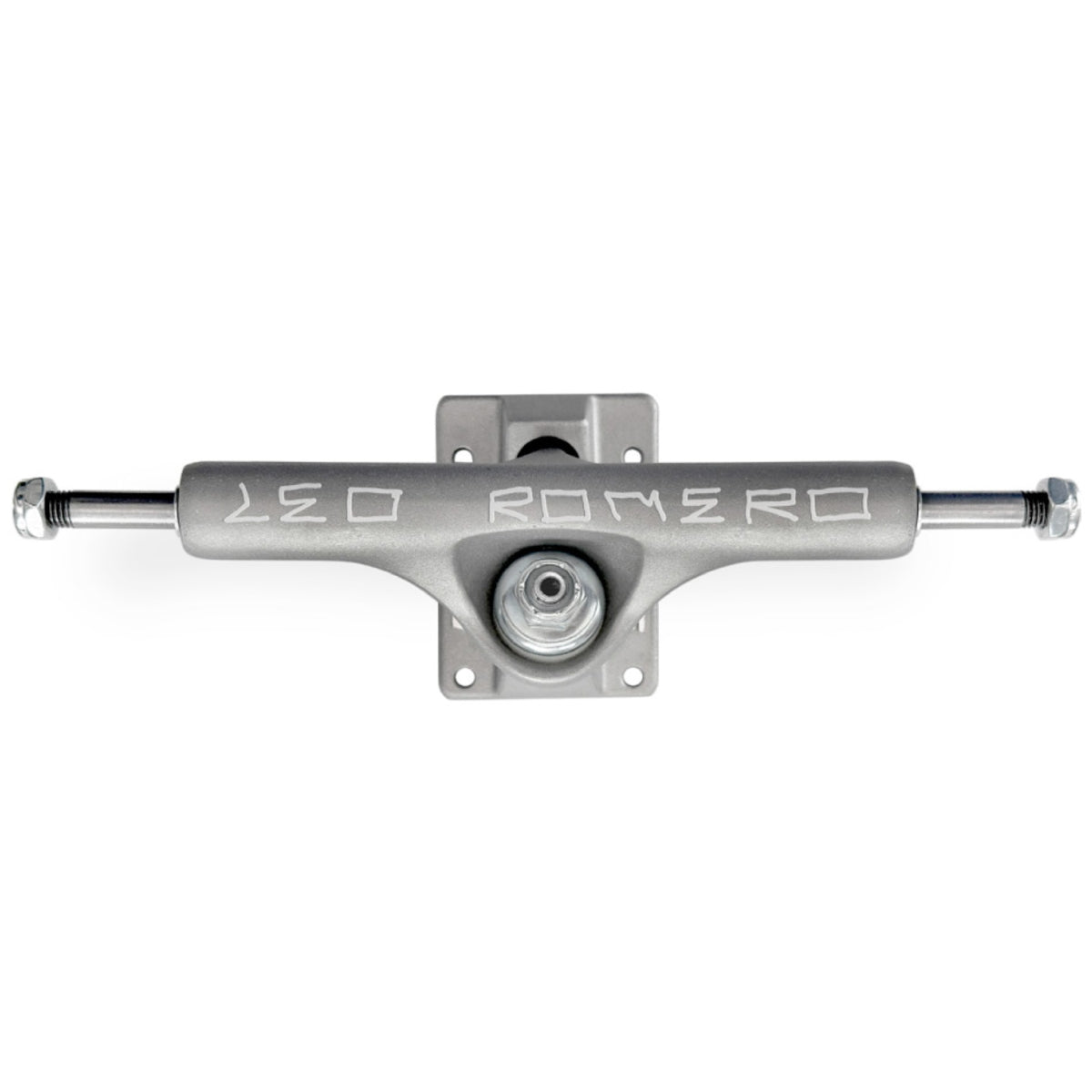 Slappy Leo Romero Classic Hollow 8.5 Skateboard Trucks Raw - front/graphic view