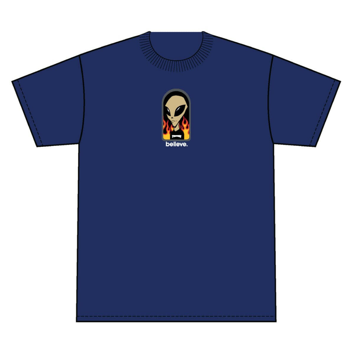 Thrasher - X AWS Beleive Youth Tee Navy.
