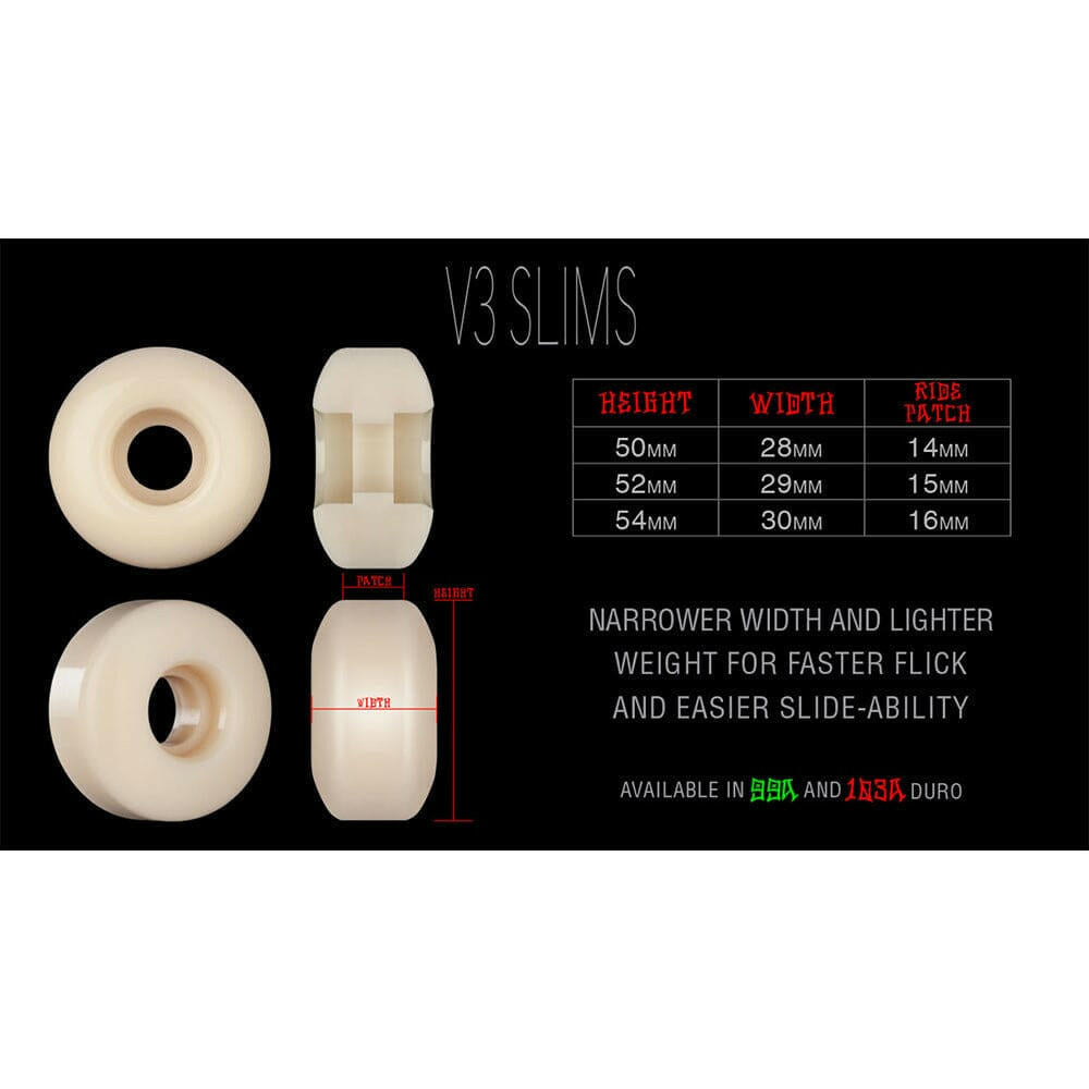 Bones - TJ Rogers Black Wolf 54MM 103A V3 Slims STF Skateboard Wheels.