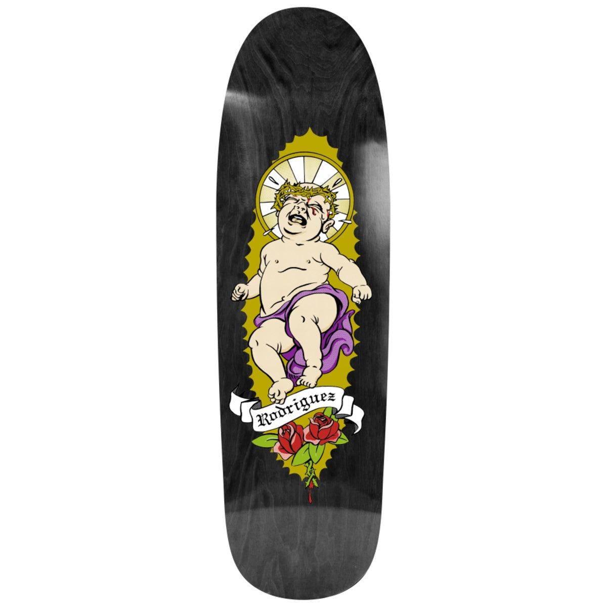 101 Gabriel Rodriguez Baby Jesus 9.83 Reissue Skateboard Deck Black - front/graphic view