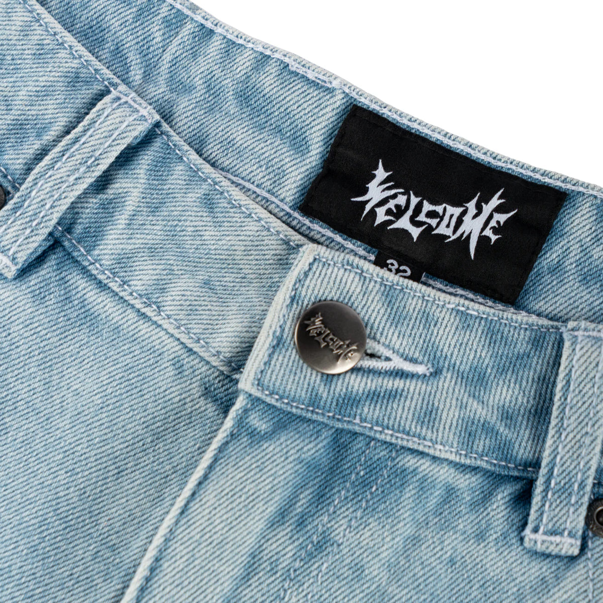 Welcome - Linger Baggy Denim Shorts Washed Blue.