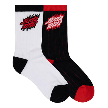 Santa Cruz - Flamed Stack Upside Down Youth Socks White/Black.