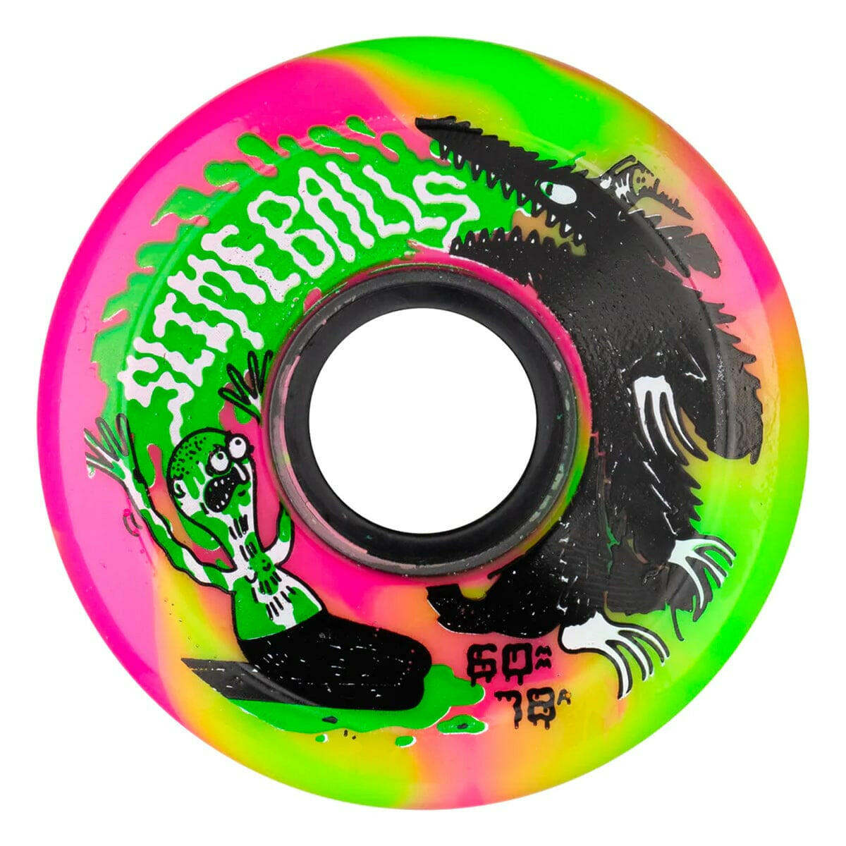 Slime Balls - Jay Howell OG Slime Pink/Green Swirl 60MM 78A Skateboard Wheels.