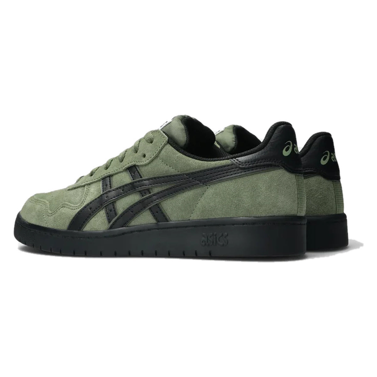 ASICS Japan Pro Moss/Black shoes rear angle view, white background