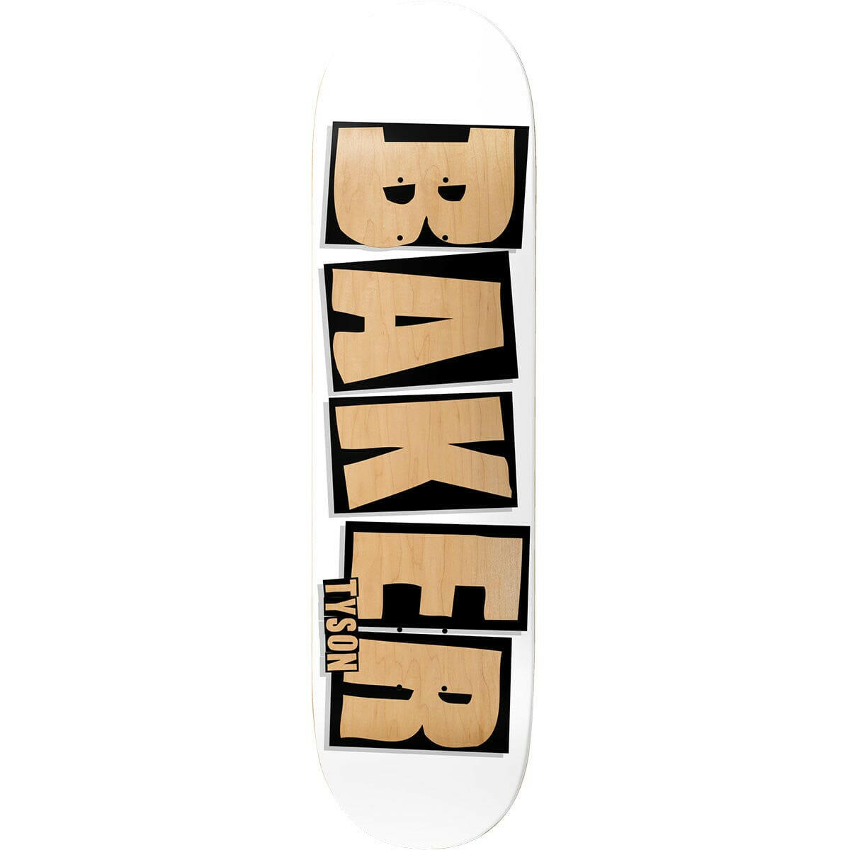 Baker - Tyson Peterson Brand Name White/Veneer 8.5 Skateboard Deck.
