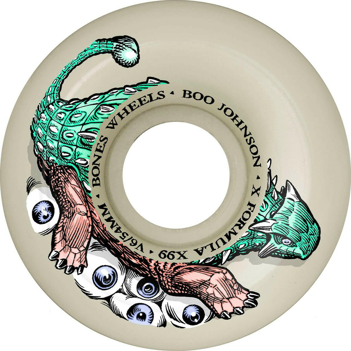 Bones - XF Boo Dino-Sortas 56MM 99A V6 Wide-Cut Skateboard Wheels.
