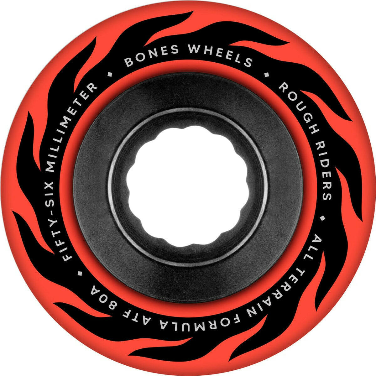 Bones - Rough Riders Eternal Flame Red 56MM 80A ATF Skateboard Wheels.