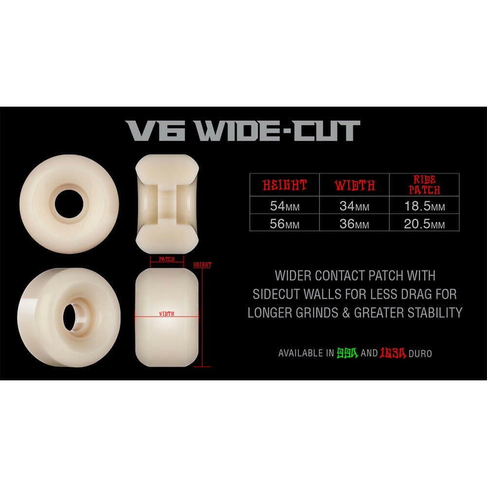 Bones - XF Grippin Wolf 56MM 99A V6 Wide-Cut Skateboard Wheels.