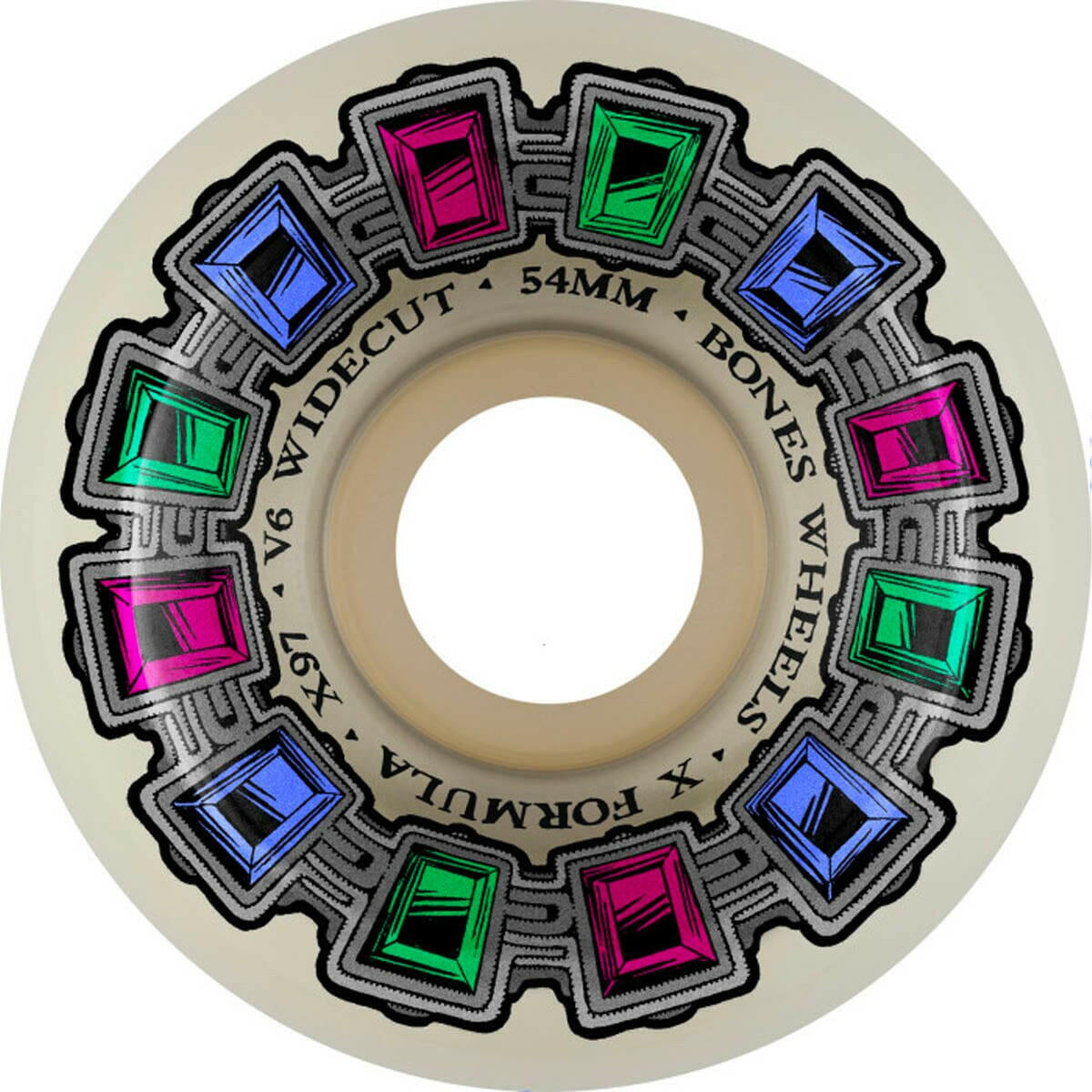 Bones - XF Dial Of Destiny 54MM 97A V6 Wide-Cut Skateboard Wheels.