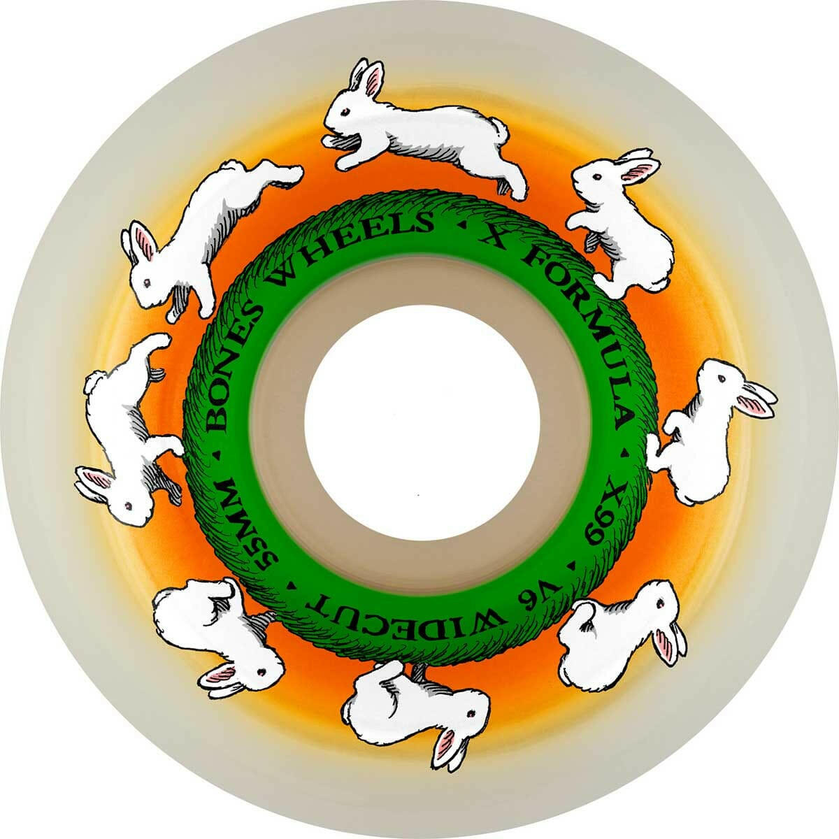 Bones - XF Runny Bunny 55MM 99A V6 Wide-Cut Skateboard Wheels.