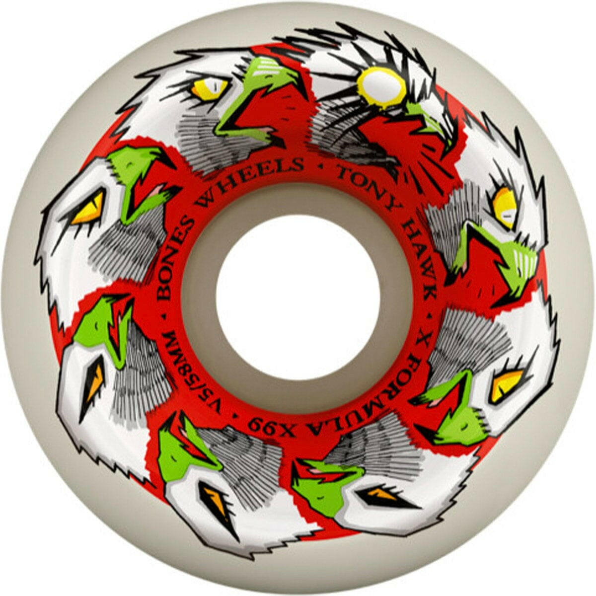 Bones - XF Hawk Animation 58MM 99A V5 Side-Cut Skateboard Wheels.