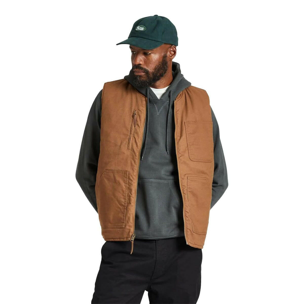 Brixton - Abraham Reversible Vest Bison/Burnt Red.