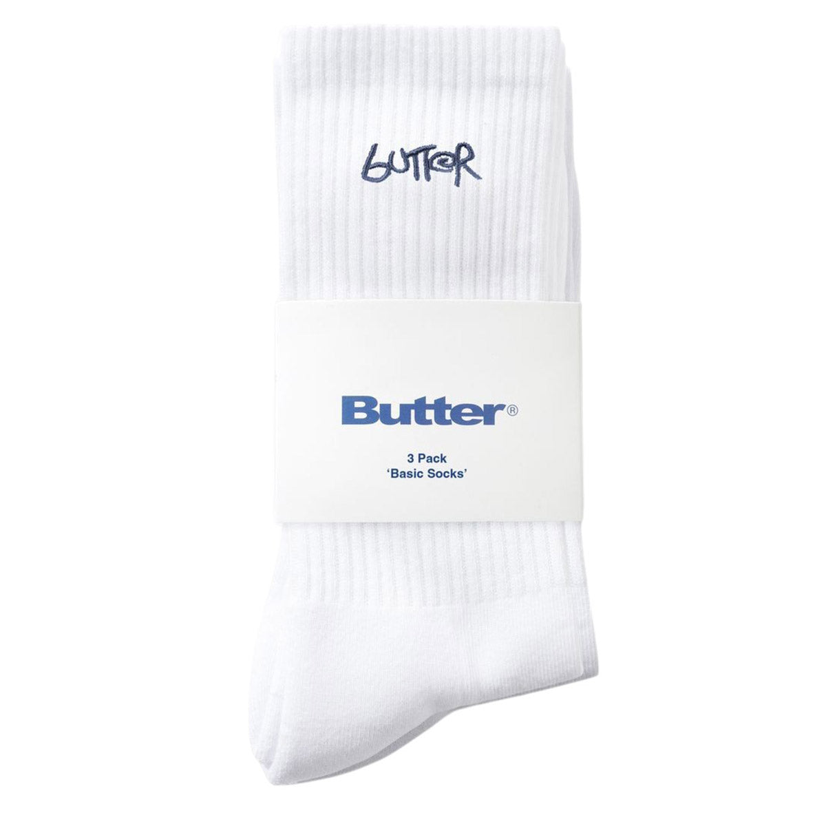 Butter Goods 3 Pack Basic Socks White