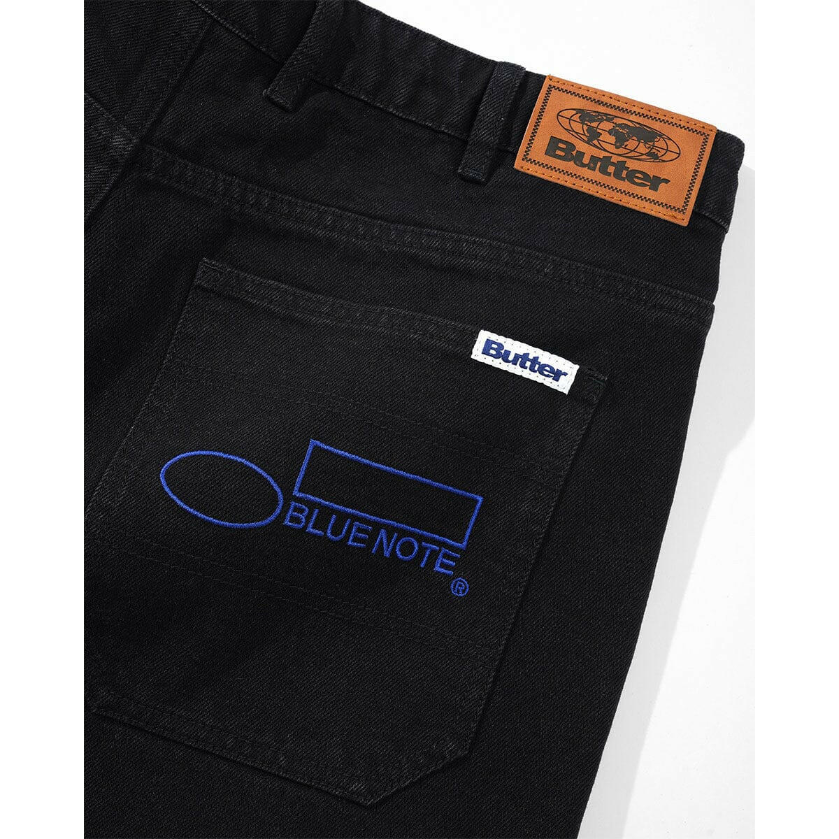 Butter Goods - Blue Note Pleated Denim Jeans Washed Black.