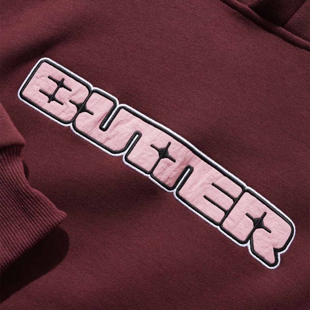 Butter Goods Glint Nylon Applique Hoodie Burgundy Detail