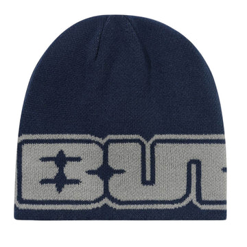 Butter Goods Glint Reversible Skully Beanie Navy/Grey Front