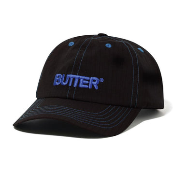 Butter Goods Nylon Rounded Logo 6 Panel Cap Black Front.