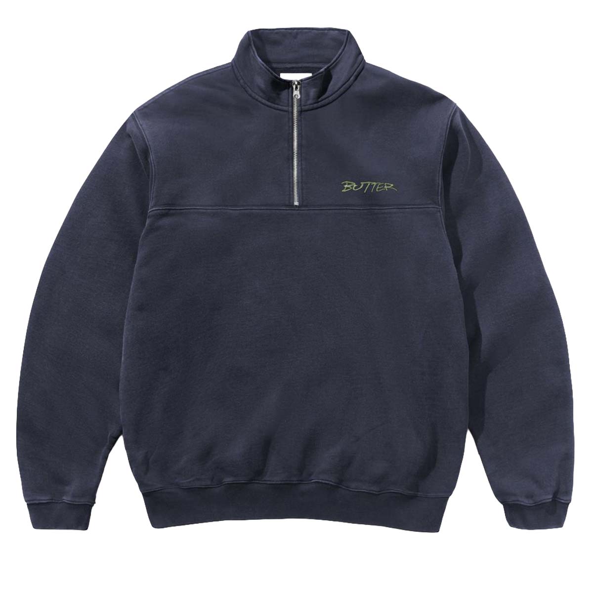 Butter Goods Panel 1/4 Zip Sweater Washed Navy