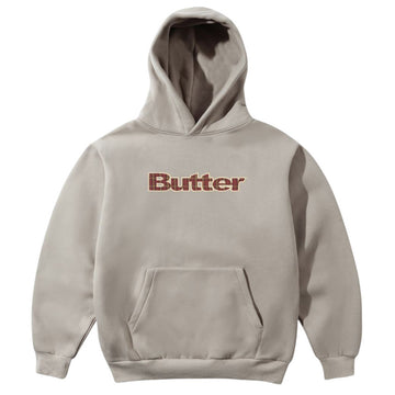 Butter Goods Plaid Logo Applique Hoodie Taupe