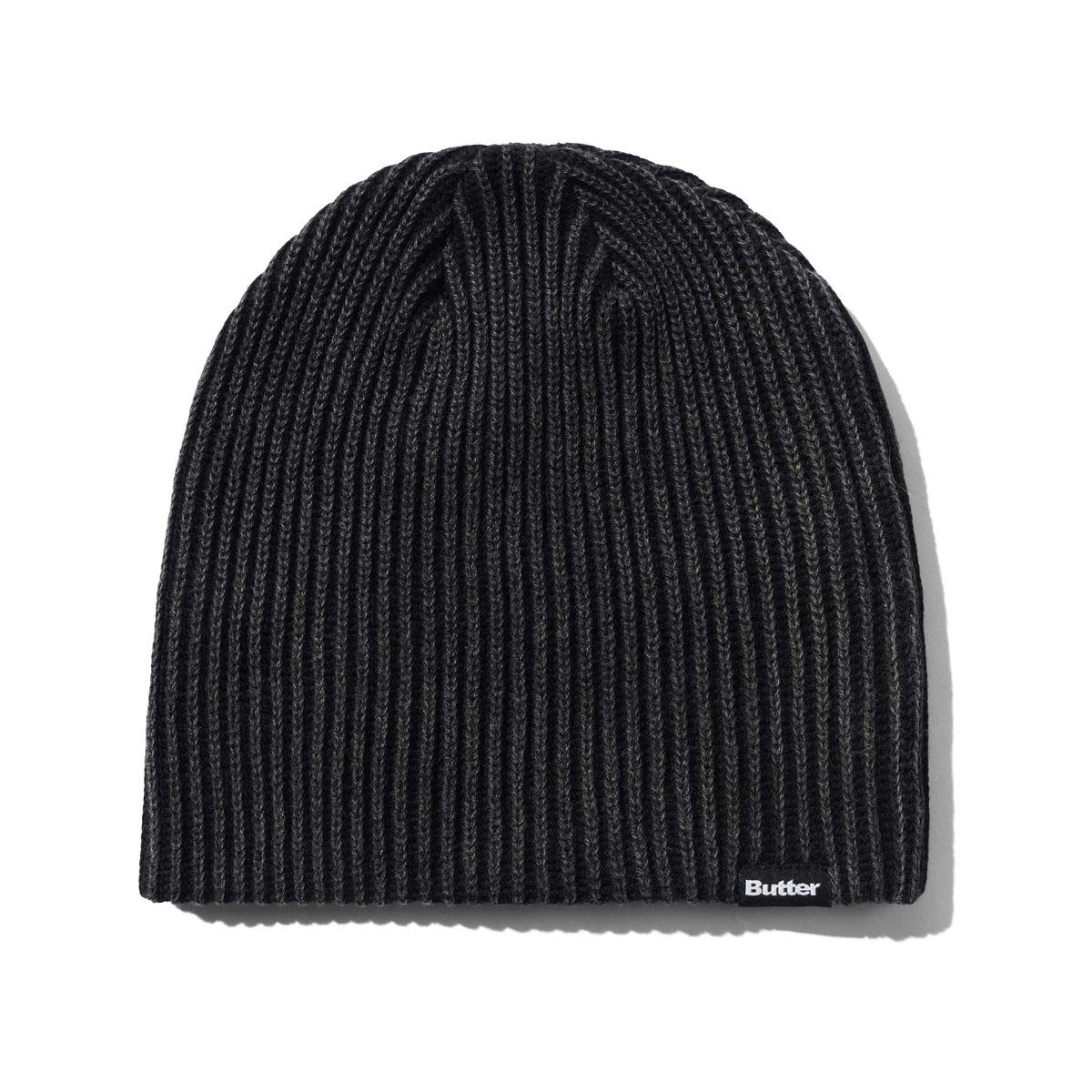 Butter Goods Ribbed Skully Beanie Washed Black
