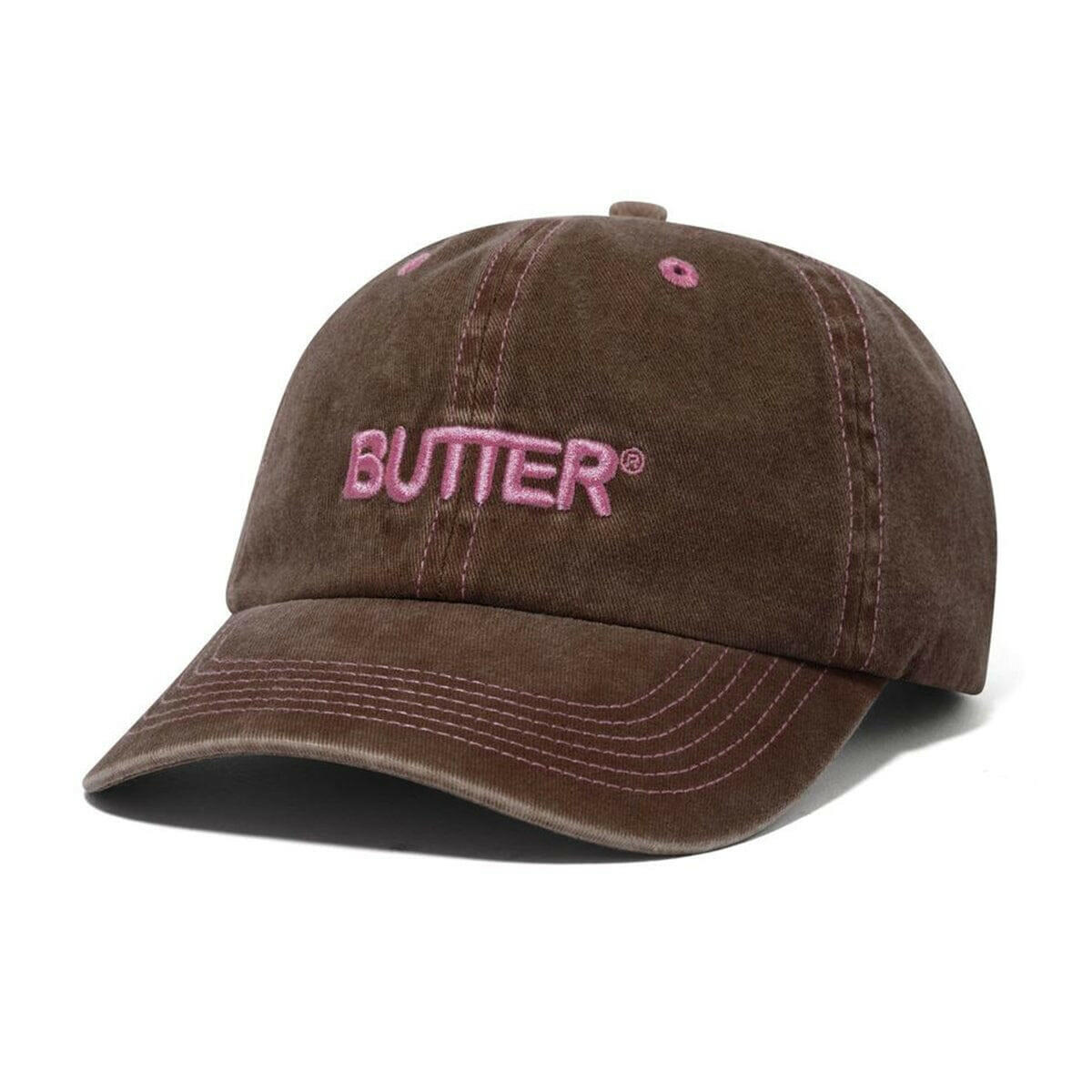 Butter Goods - Rounded Logo 6 Panel Cap Washed Brown.