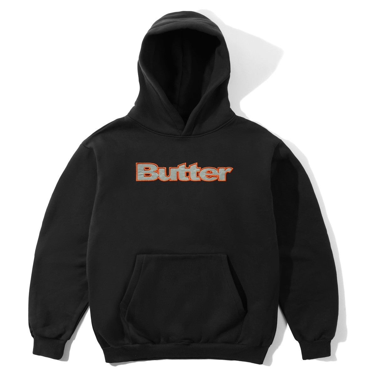 Butter Goods Satin Applique Pullover Hood Black - front