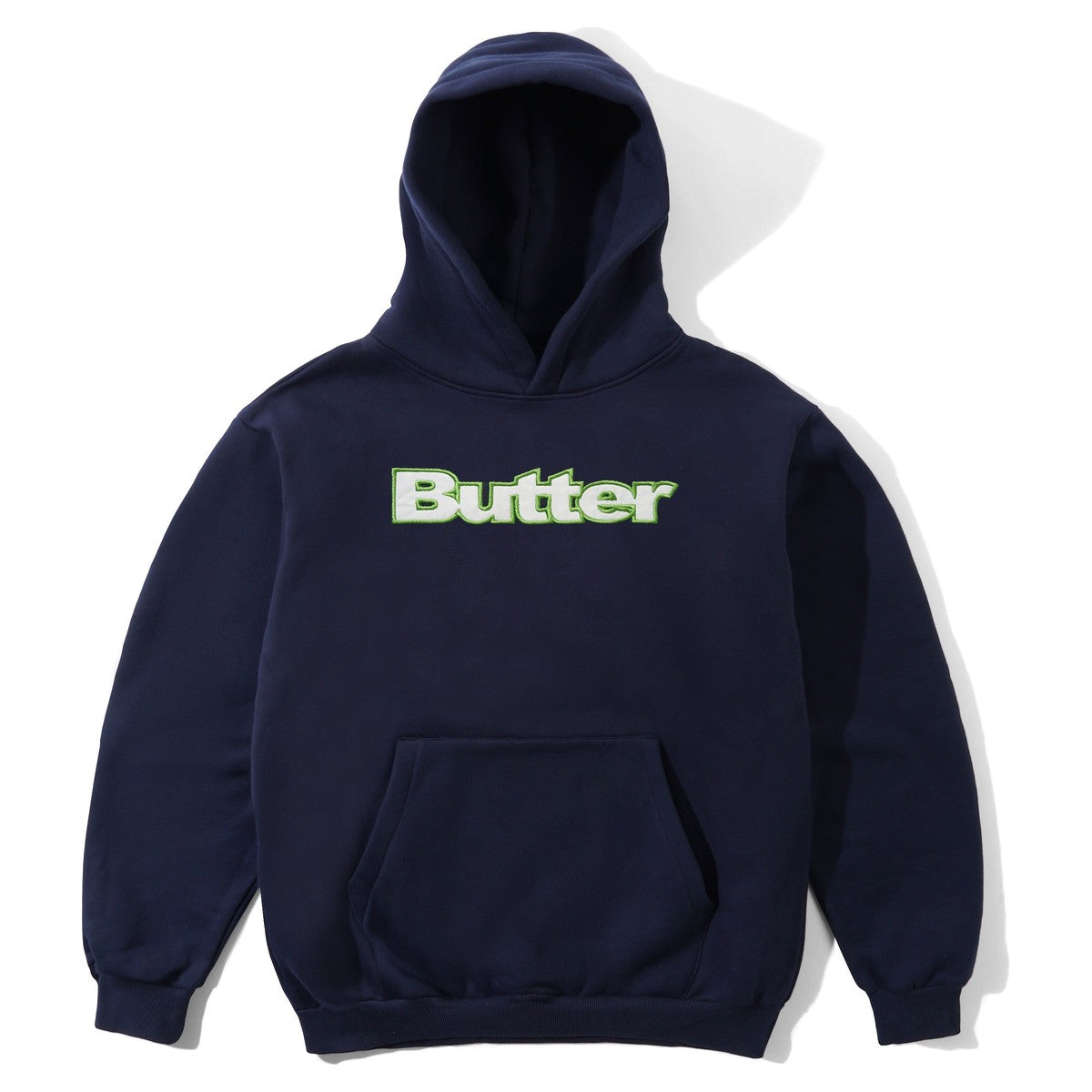 Butter Goods Satin Applique Pullover Hood Navy - front