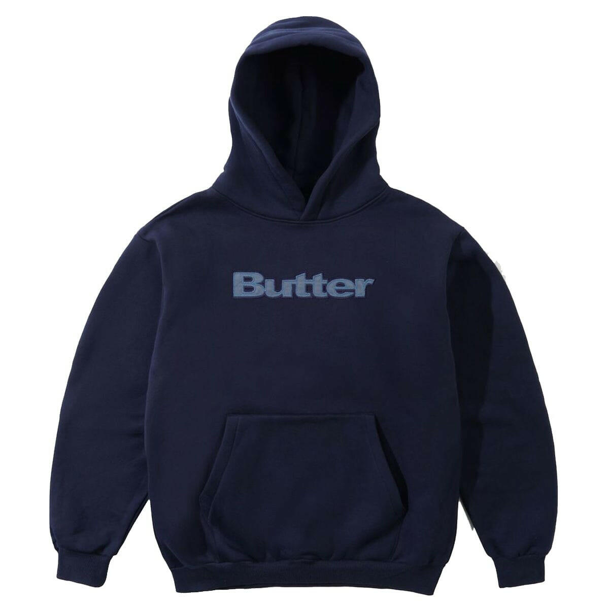 Butter Goods - Satin Logo Applique Hoodie Navy.