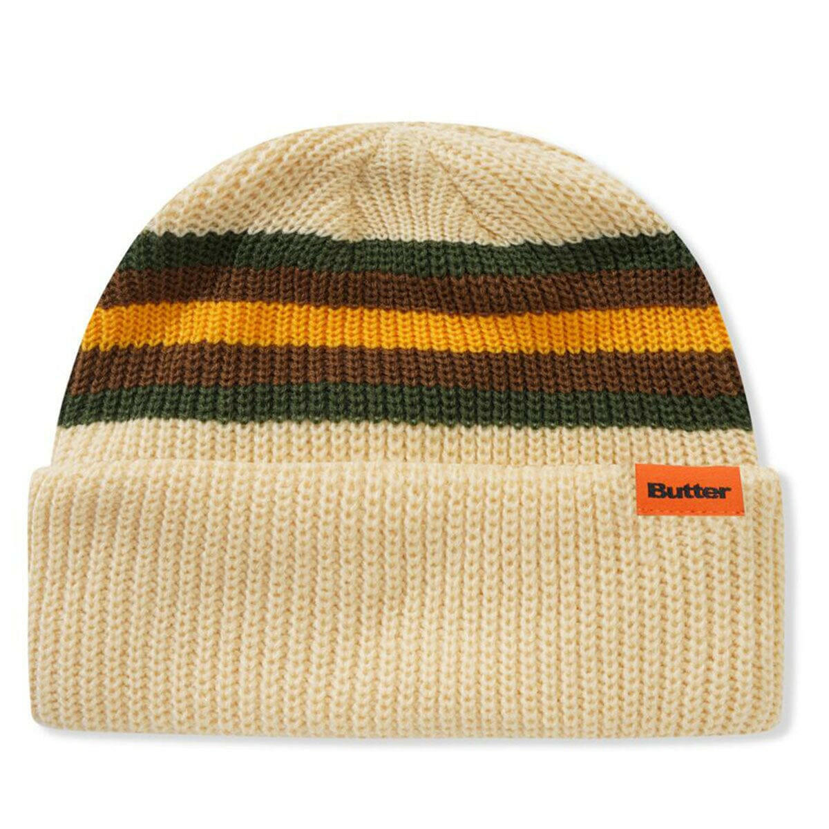 Butter Goods - Stripe Cuff Beanie Cream.