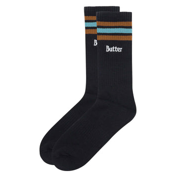 Butter Goods - Stripe Socks Black/Brown/Turquoise.