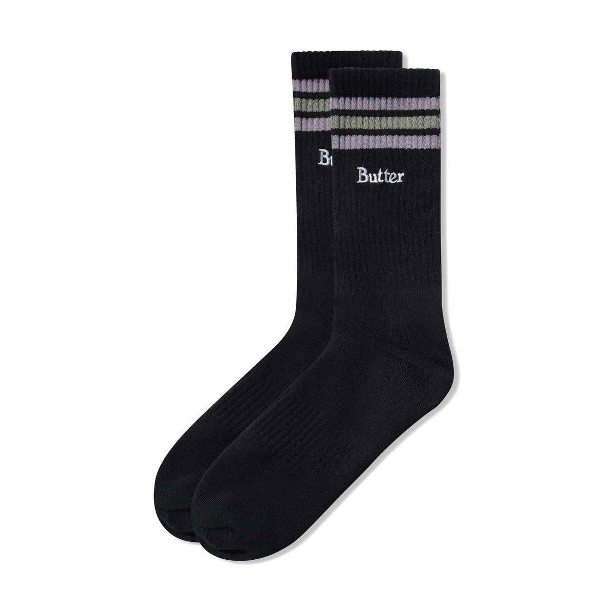 Butter Goods Stripe Socks Black/Purple/Army