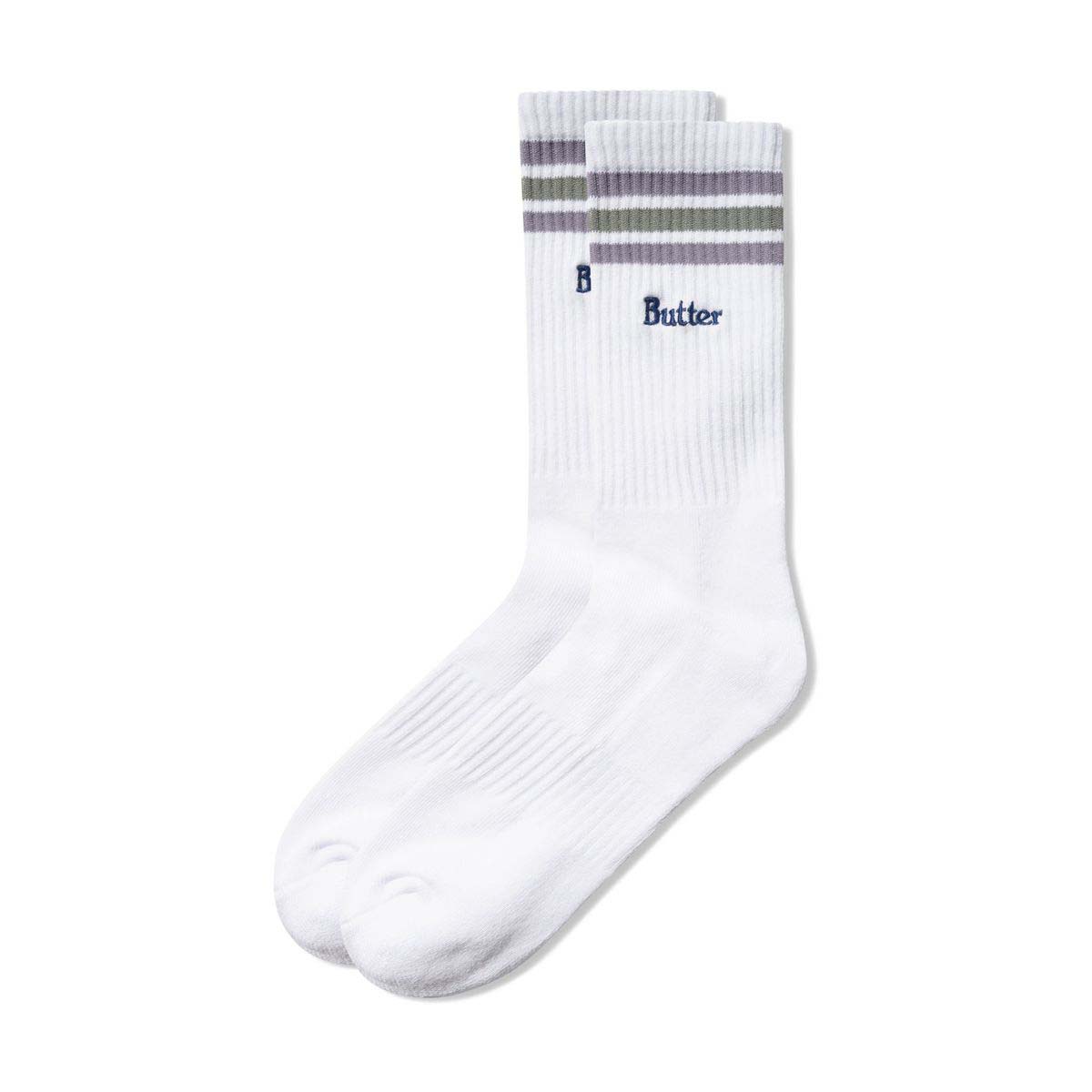 Butter Goods Stripe Socks White/Purple/Army