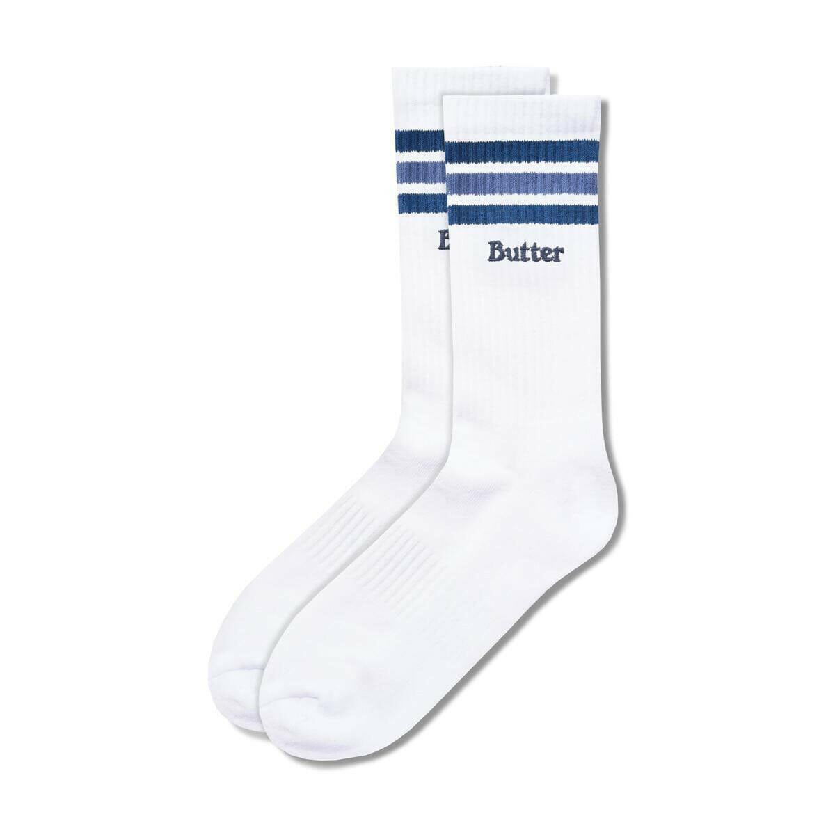 Butter Goods - Stripe Socks White/Navy/Slate.