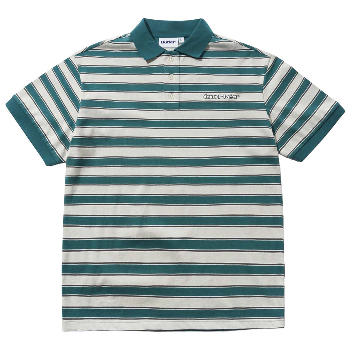 Butter Goods Witness Stripe Polo Grey/Teal