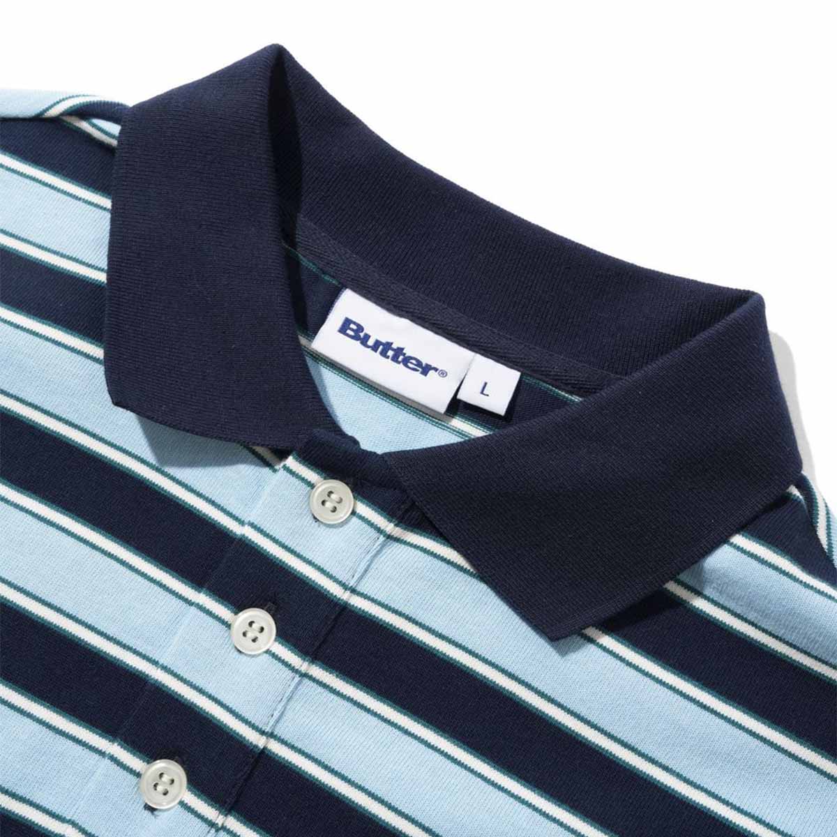 Butter Goods Witness Stripe Polo Navy/Blue Detail