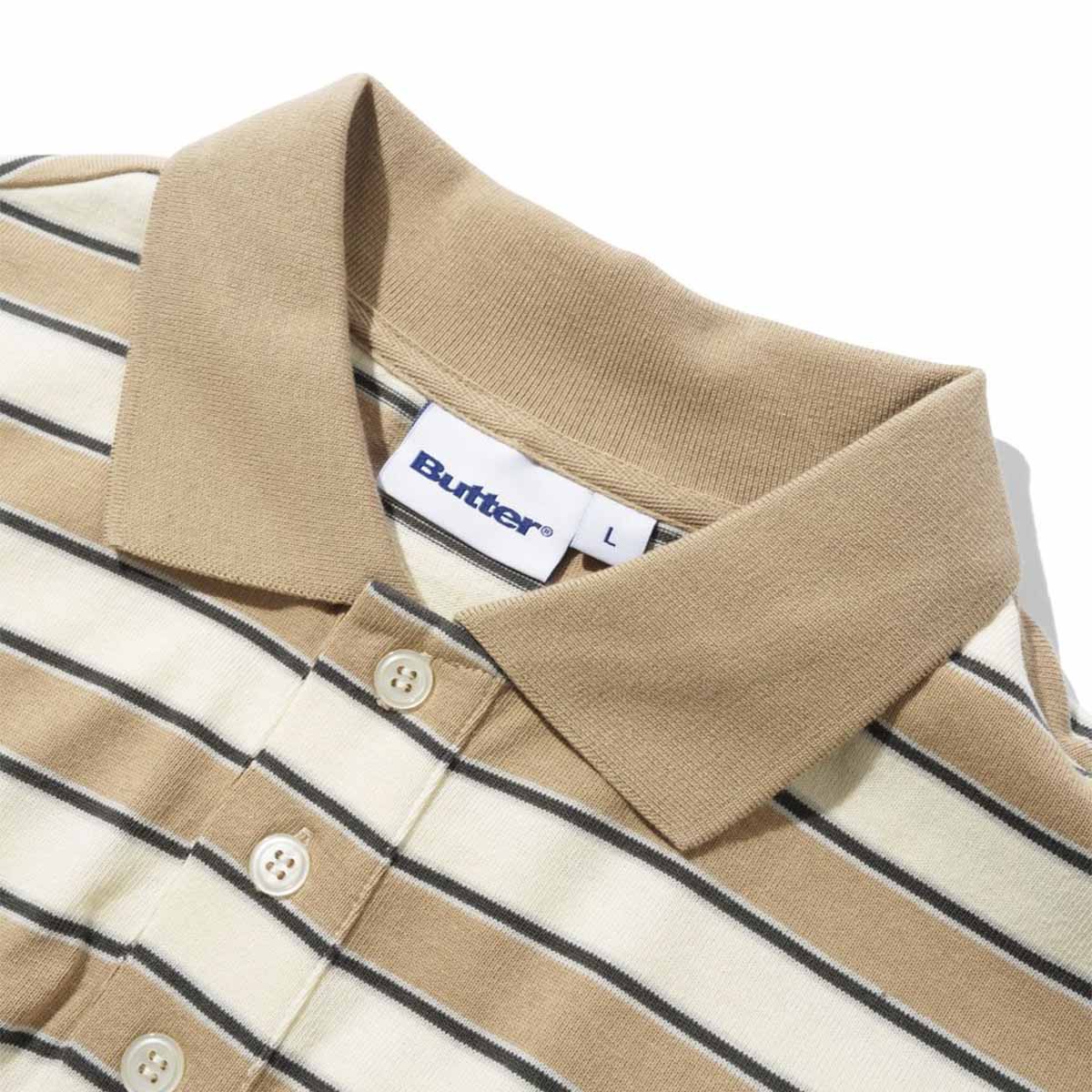 Butter Goods Witness Stripe Polo Tan/Ivory Detail