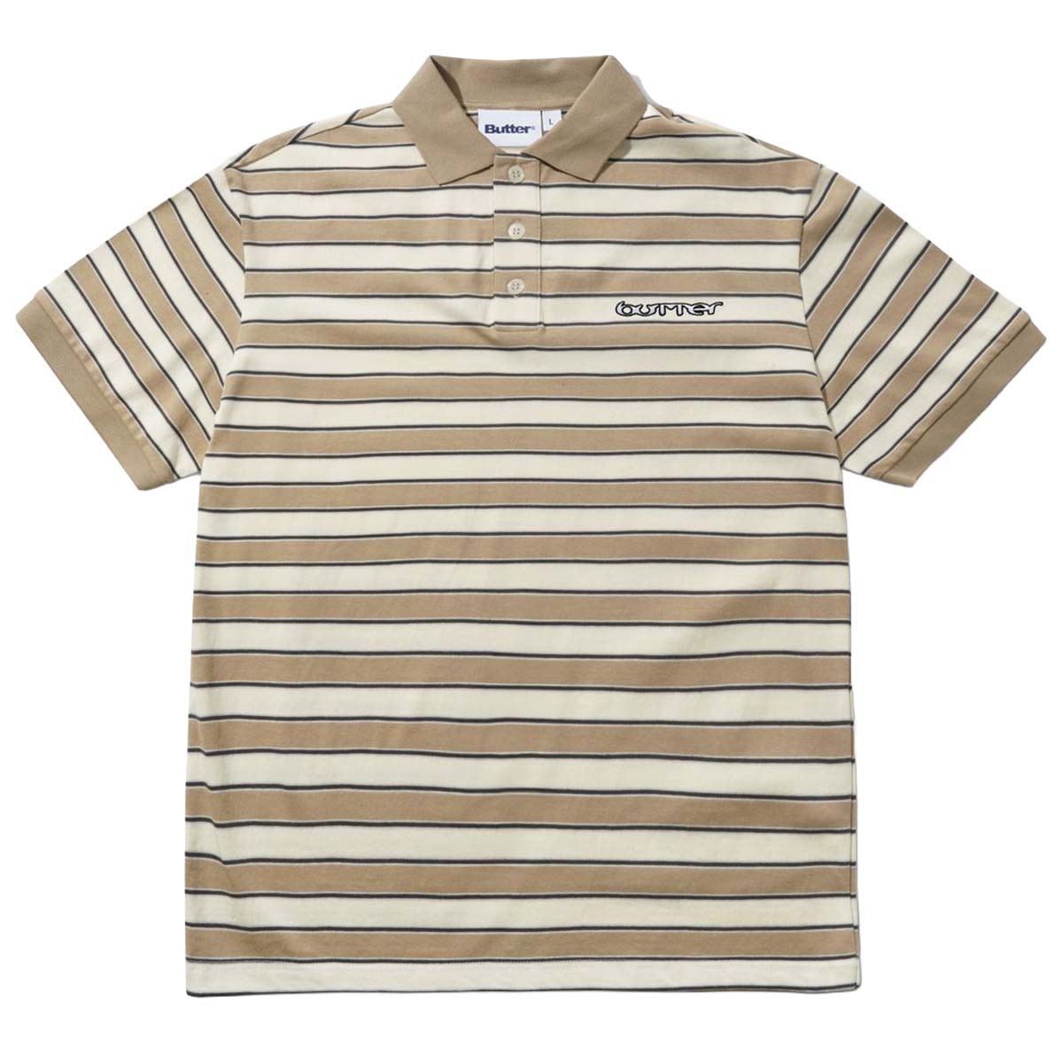 Butter Goods Witness Stripe Polo Tan/Ivory